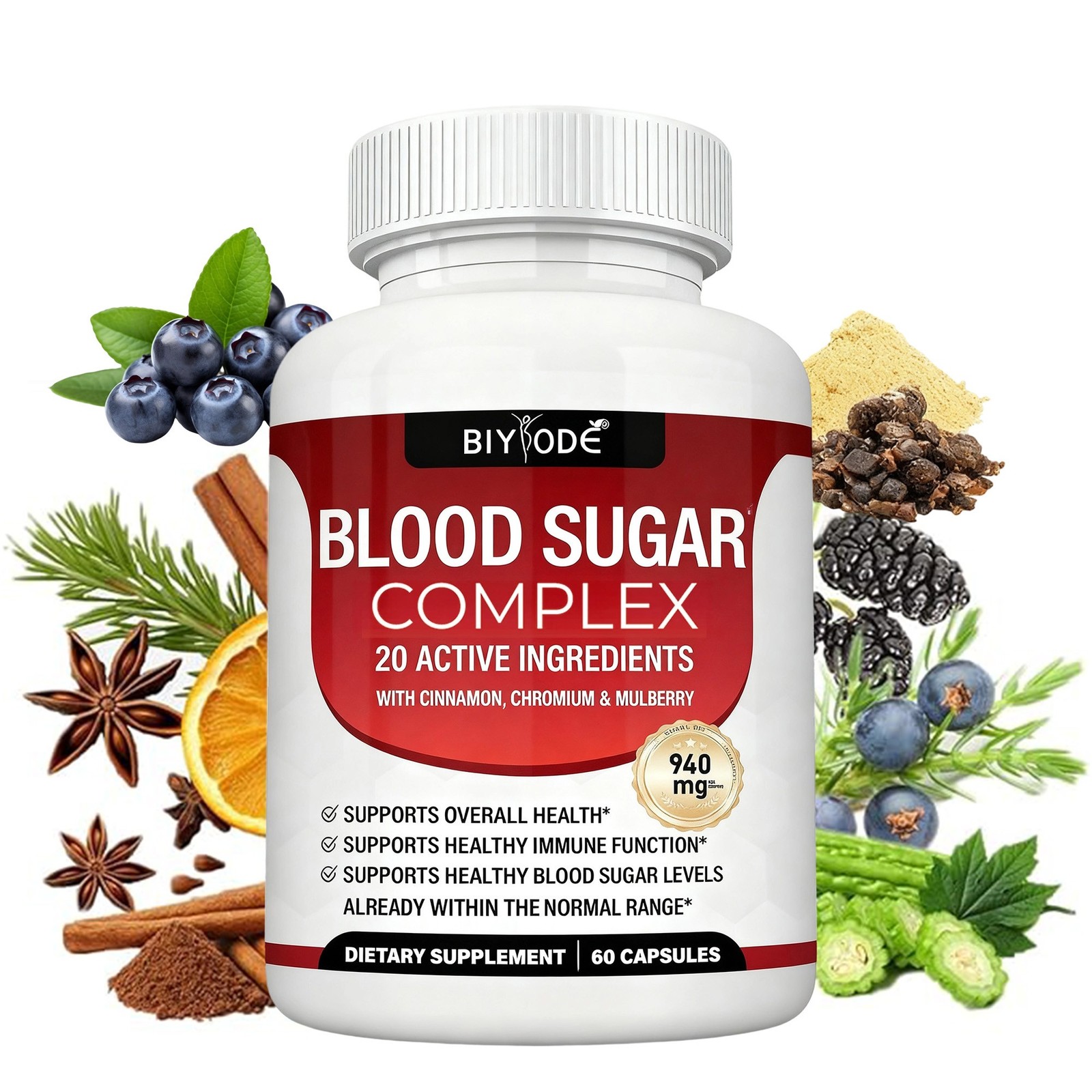 Blood Sugar Complex Supplement - Supports Healthy Blood Sugar Levels 60 Capsules