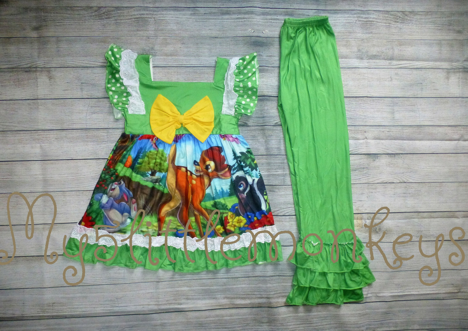 NEW Bambi Girls Boutique Ruffle Tunic Dress & Leggings Outfit Set