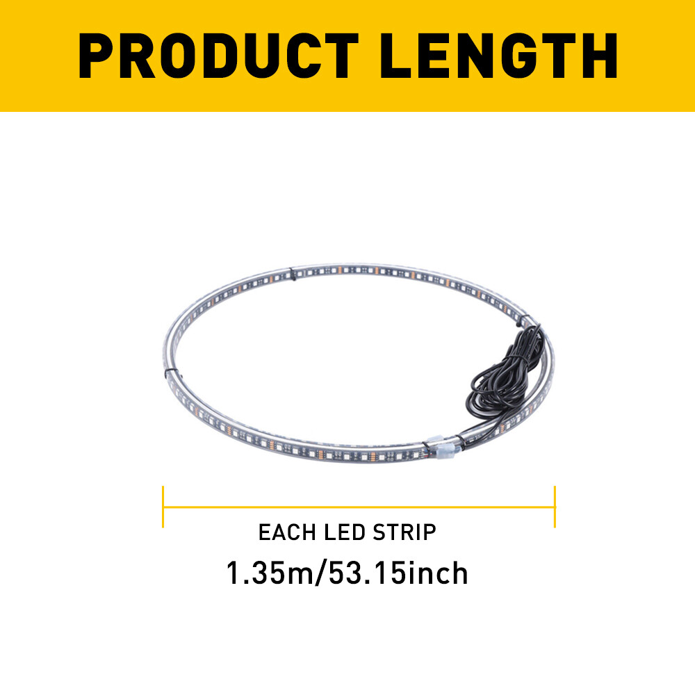 17.5" RGB & Chasing Flow Double Row LED Wheel Ring Rim Lights For Truck Car set