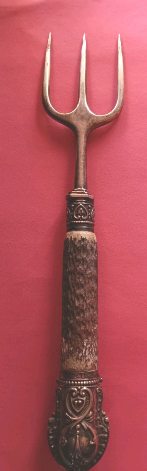 Antique Sterling & Stag Horn English Georgian Era 1798 Bread Fork Solid Beauty