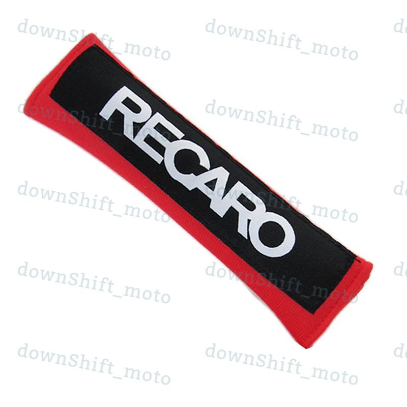 X2 Red RECARO Logo Racing Embroidery Soft Cotton Seat Belt Cover Shoulder Pads
