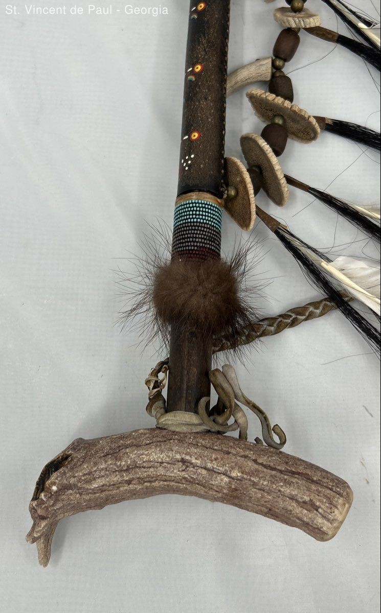 Ceremonial Peace Pipe Native American 18" Handmade By South Paw Authentic Animal