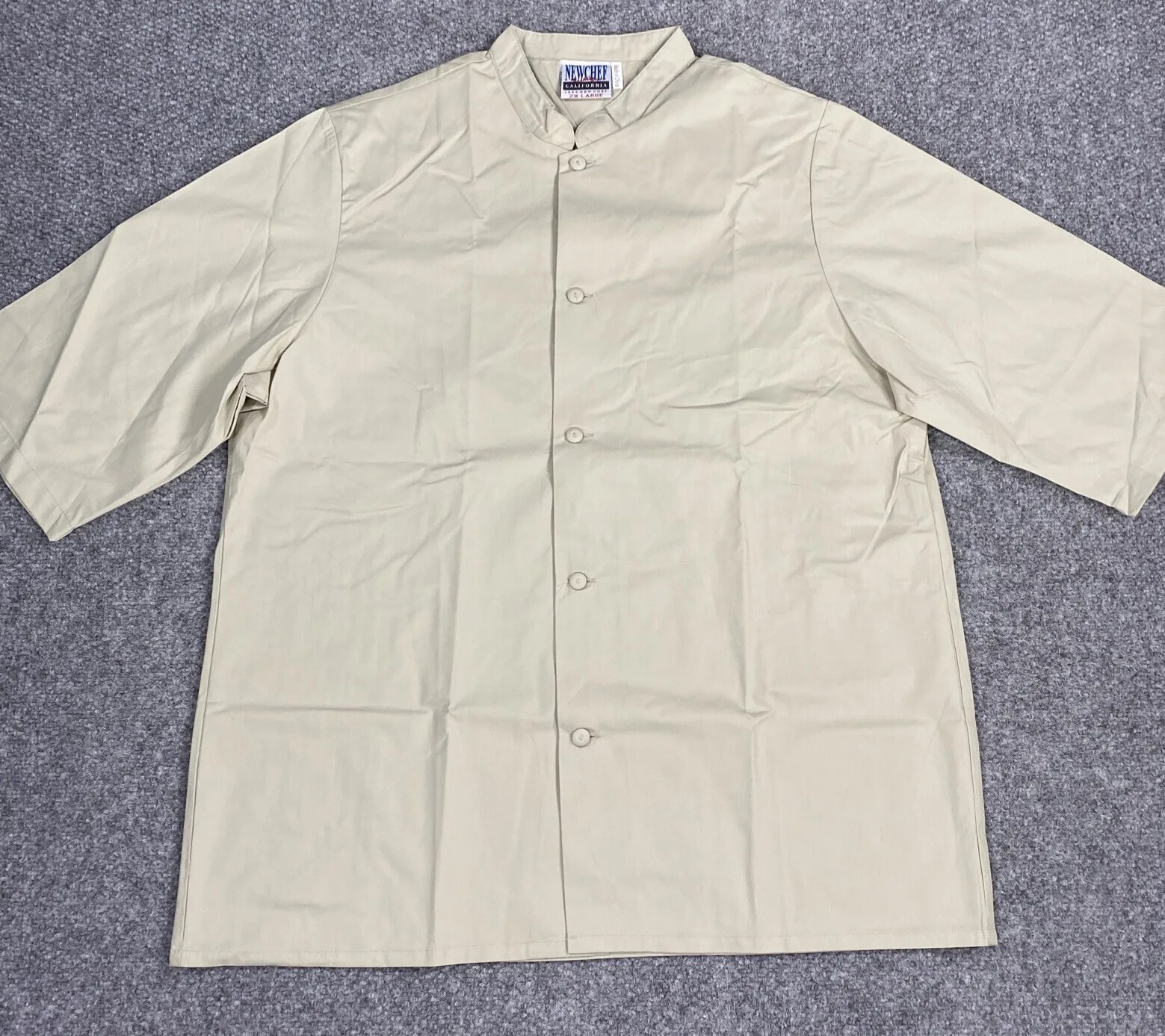 New Chef Chefs Short Sleeve Shirt Button Up Beige Size 2XL