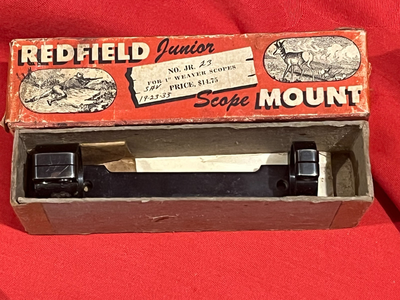 post WWII Patent No. REDFIELD JR-23 Base & 1" Ring set for SAVAGE 23 Bolt Action