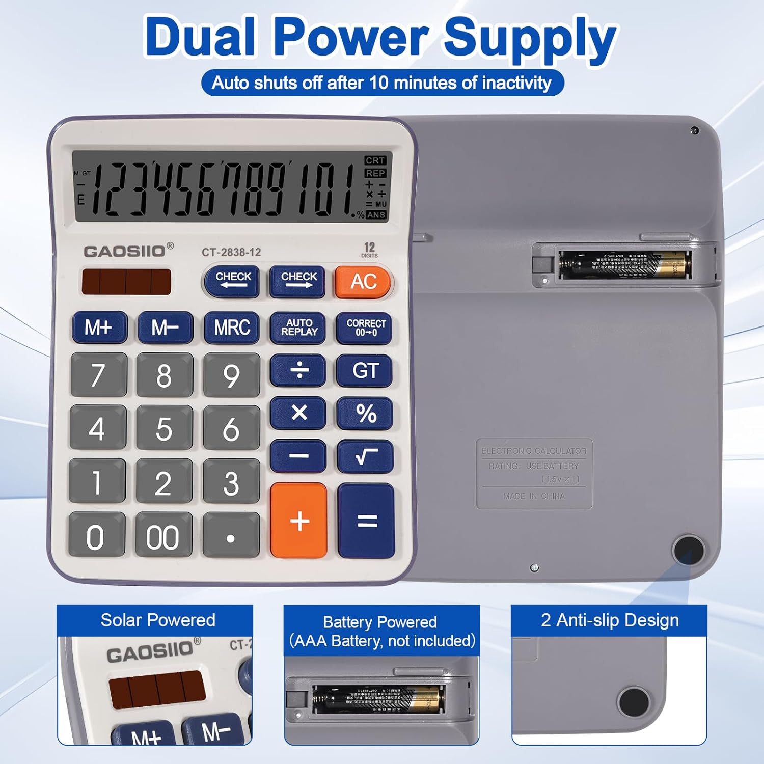 Desktop Calculator, Extra Large 5 Inch LCD Display, Desk Calculator, 12 Digits,