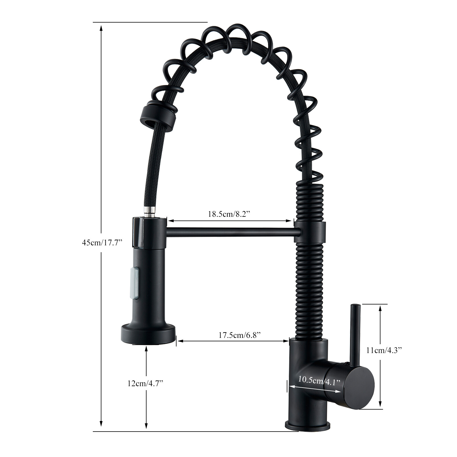 Matte Black Kitchen Faucet Sink Pull Down Sprayer Swivel Mixer Tap Single Handle
