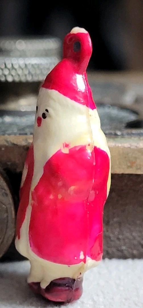 Vintage Celluloid Puffy Santa Claus Charm Prize Jewelry