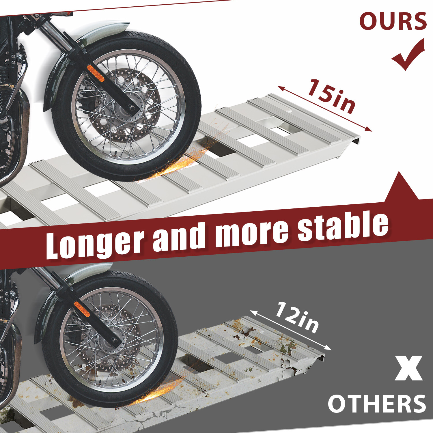 Pair Aluminum 6800LBS Hook End Ramps For Truck Car Auto Trailer 60''X15''