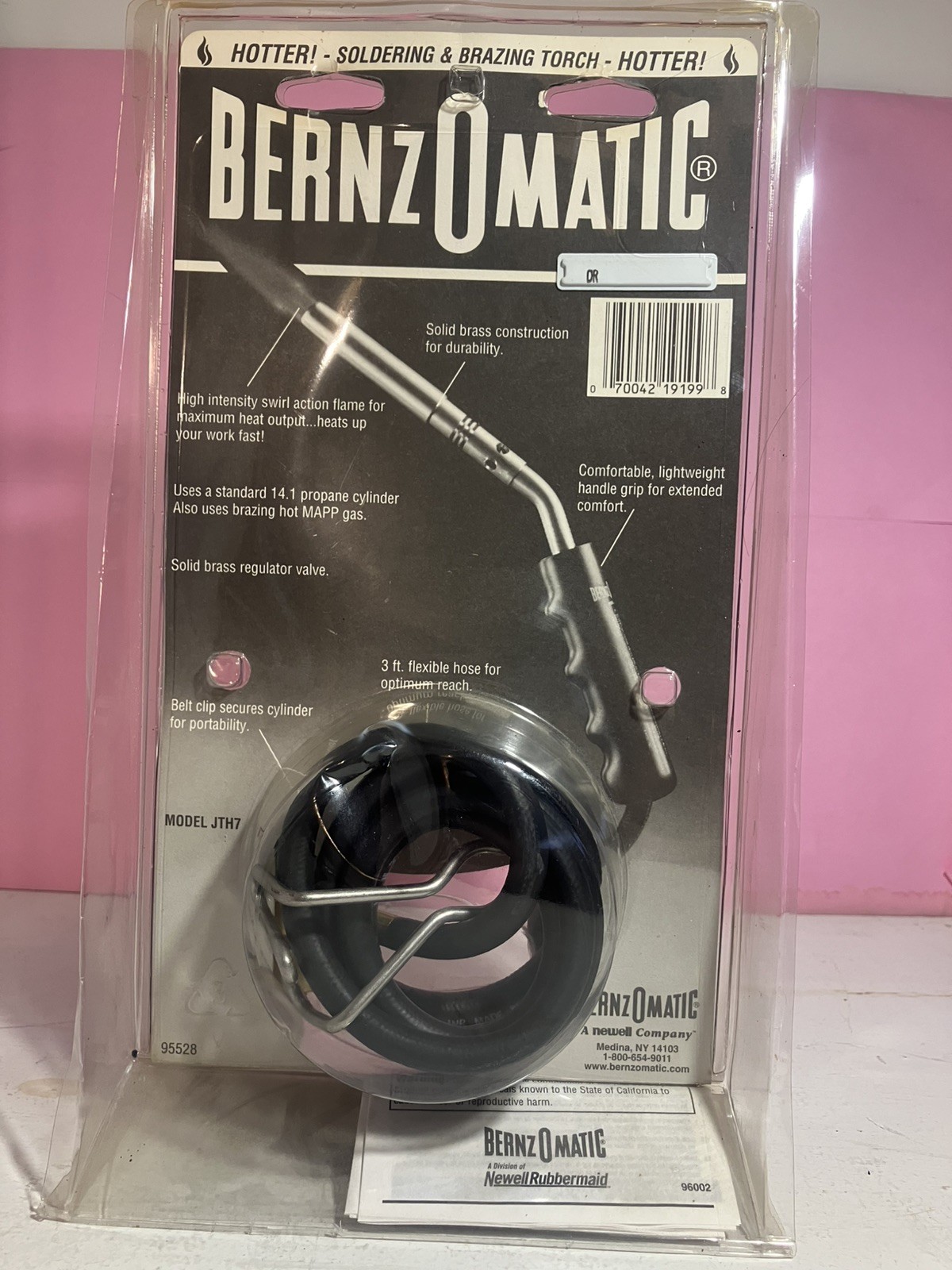 Brand New! BernzOmatic JTH-7 Propane Torch 3 Foot Flexible Hose - Made In USA