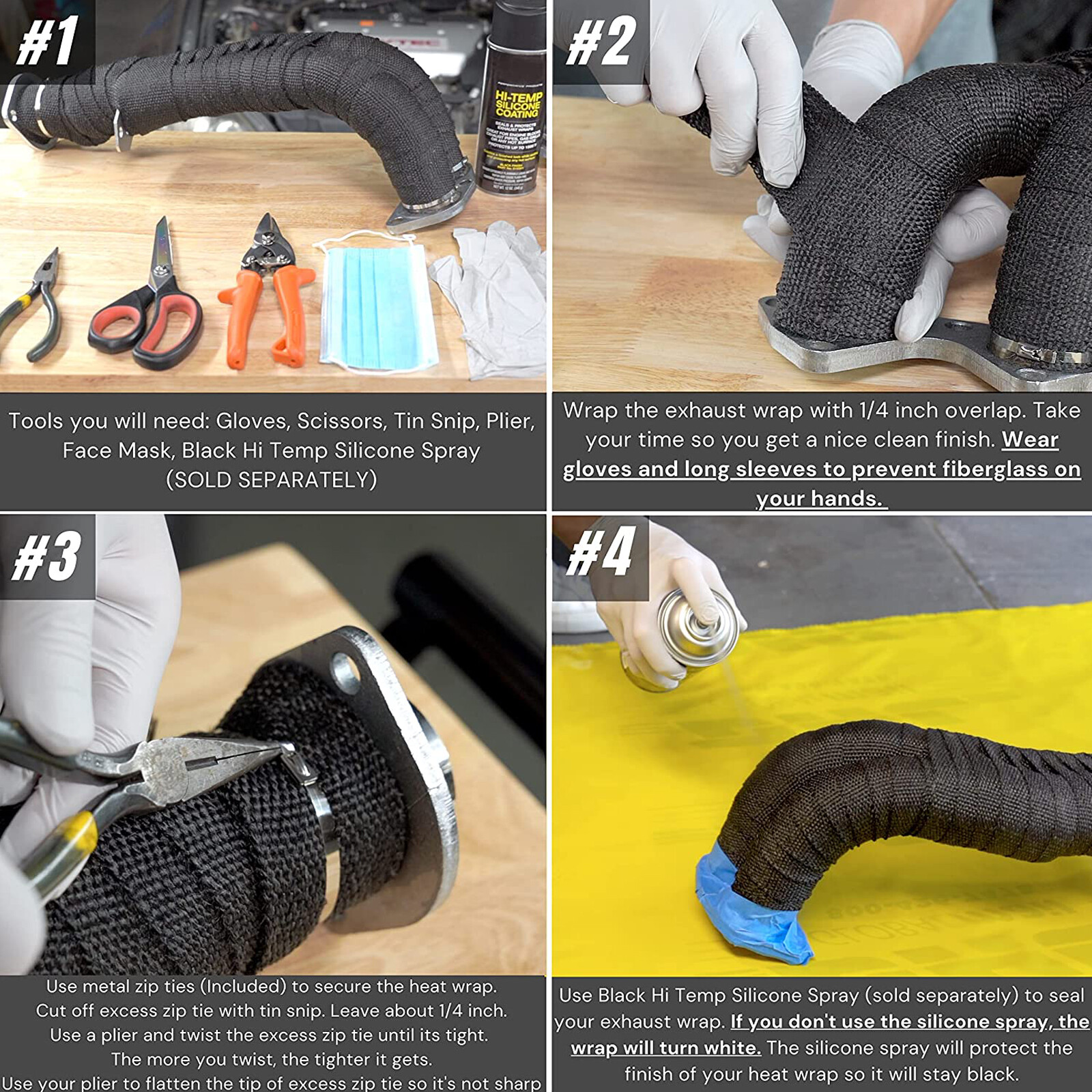 2 Roll x 2" 50FT Black Exhaust Wrap Header Manifold Fiberglass Heat Wrap Tape