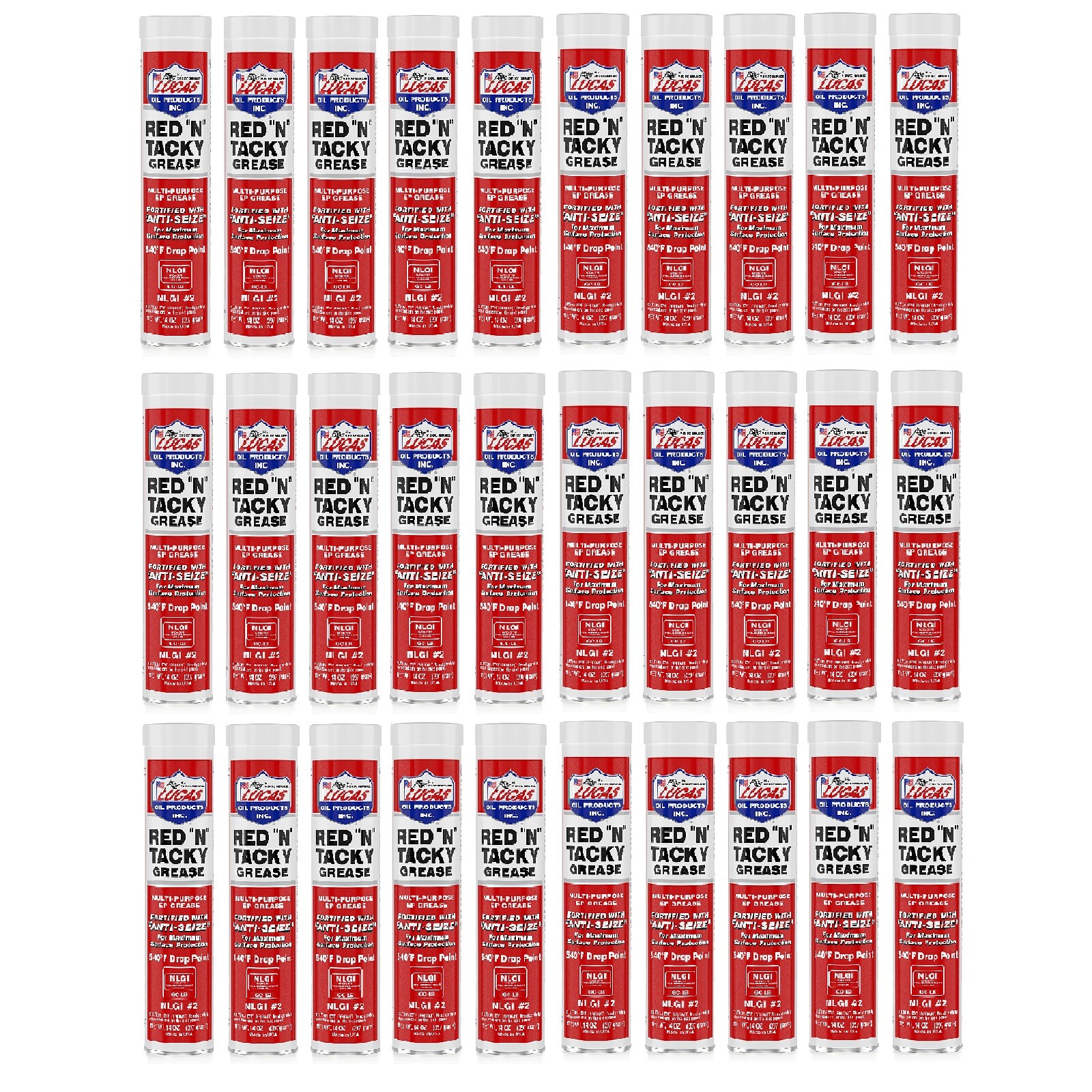 Lucas Oil Set of 30 Red "N" Tacky MultiUse Anti-Seize Grease 14 Oz Cartridges