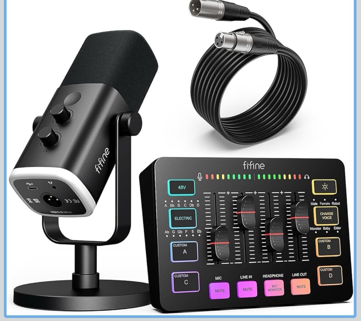 FIFINE Gaming Equipment Bundle, Dynamic XLR/USB Gaming Microphone Set KS-5