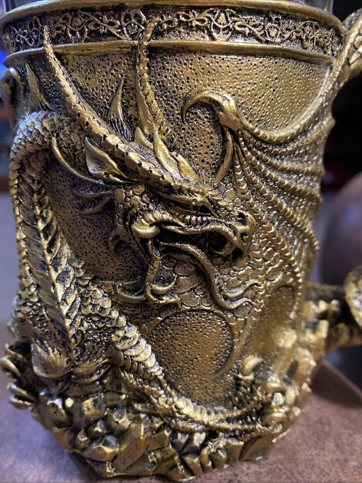 New Dungeon Dragon Jeweled Gemstone Sword Gold Drinking Mug Fantasy Mythical