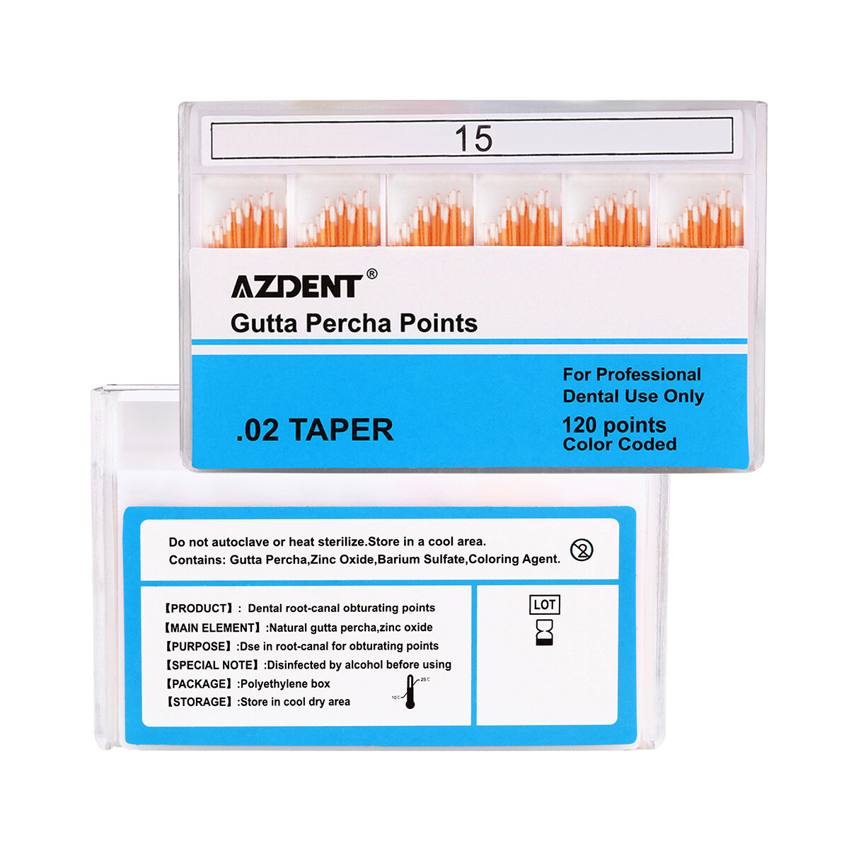 AZDENT Dental Gutta Percha Points.02/.04/.06 Taper For Root Canal Endo Treatment