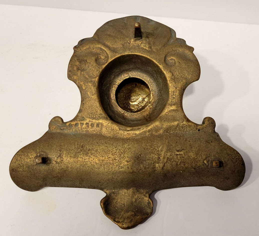 Antique Peerage Foral Brass Inkwell Heavy Made in England