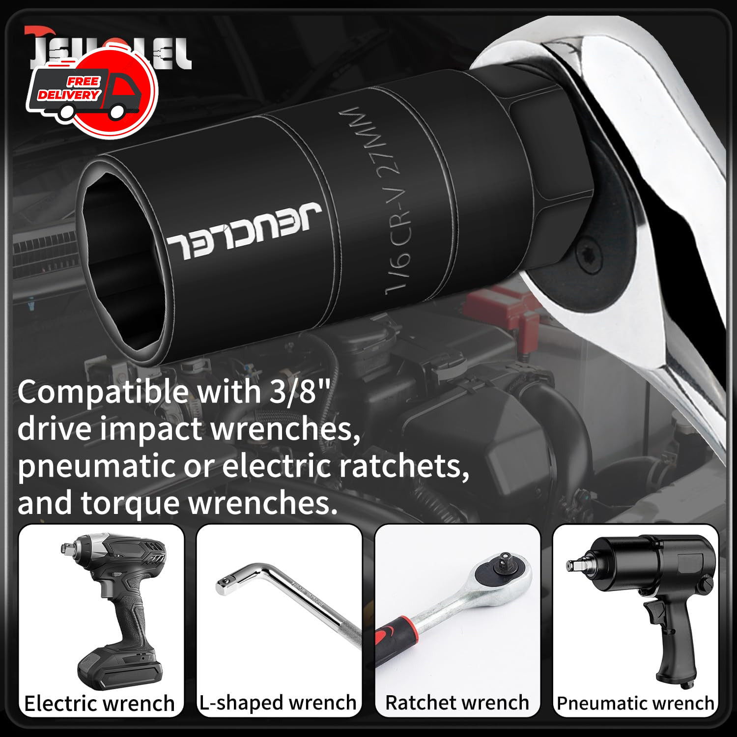 Oil Pressure Sensor Switch Socket, Special Size 1-1/16 Inch, 3/8" Black