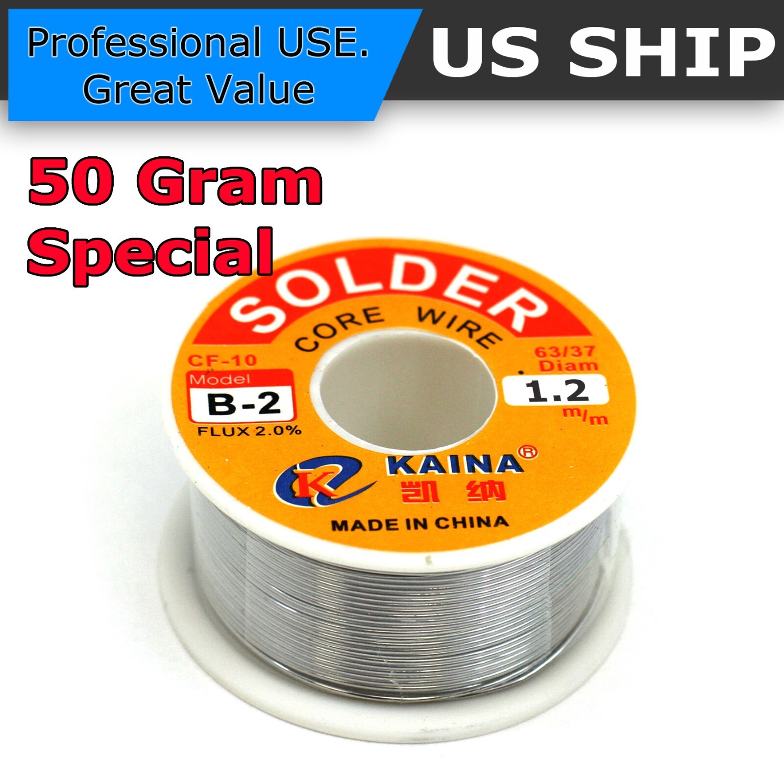 63-37 Tin Rosin Core Solder Wire Electrical Soldering Sn60 Flux .031"/1.0mm 50G
