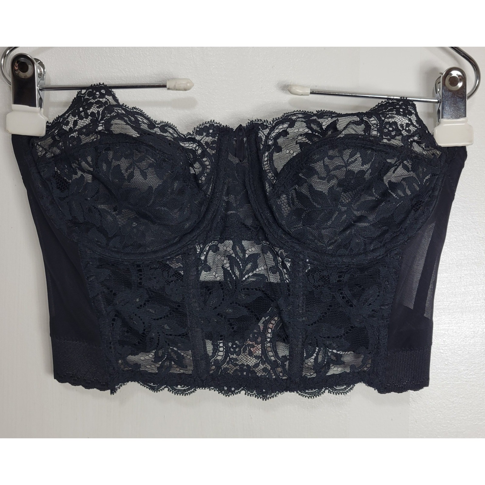 VTG Smoothie Fleur de Lace Strapless Bustier Corset Top Women 36C Black Festival