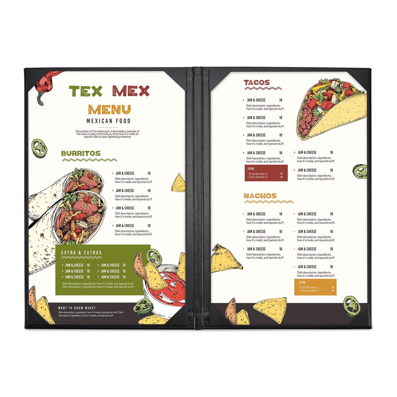 WeChef 5 Pack Menu Covers 8.5"x14" 2 Views Faux Leather Cafe Restaurant Bars