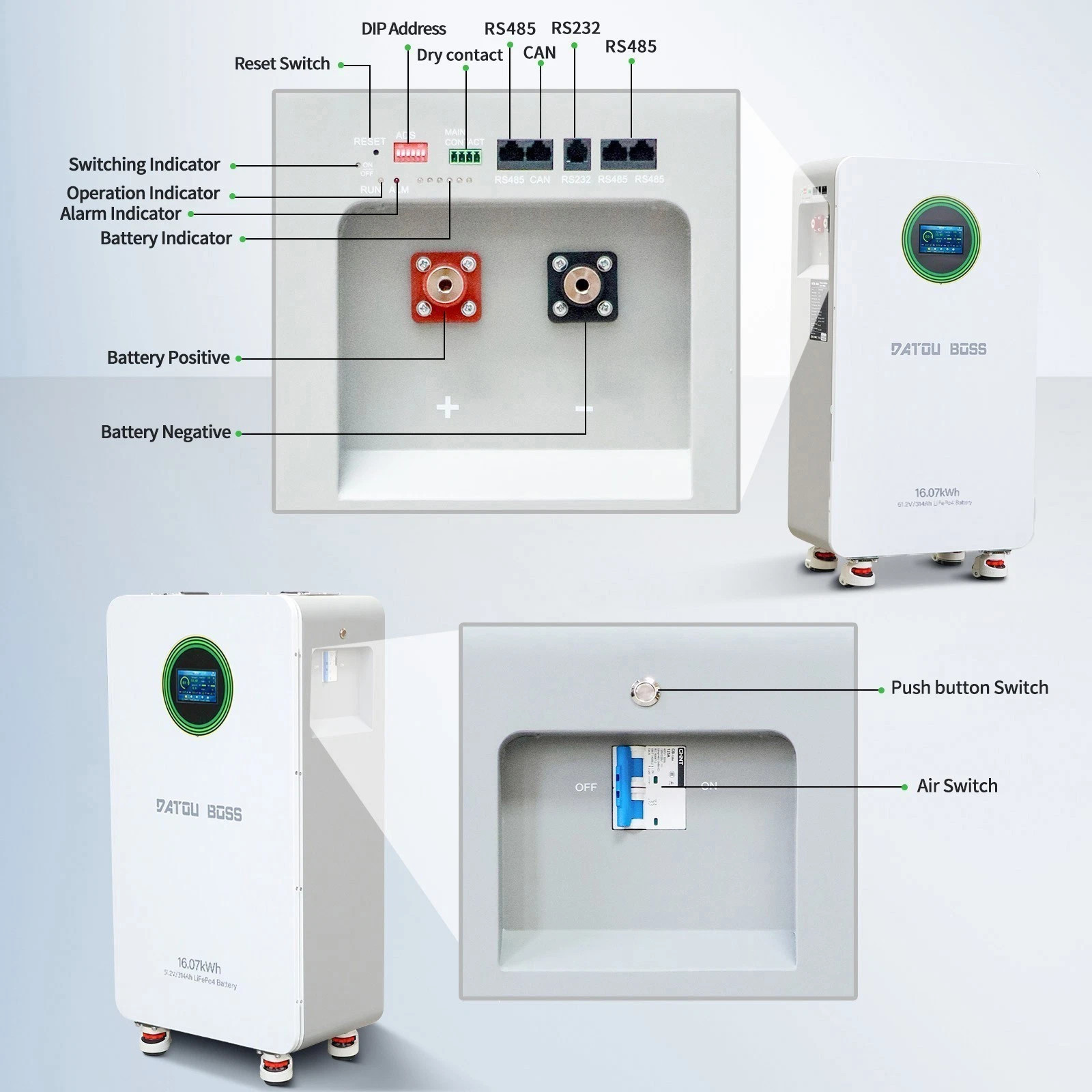 48V 314Ah 16.07kWh Lithium Battery LiFePO4 Battery for RV Solar Off-grid Boat
