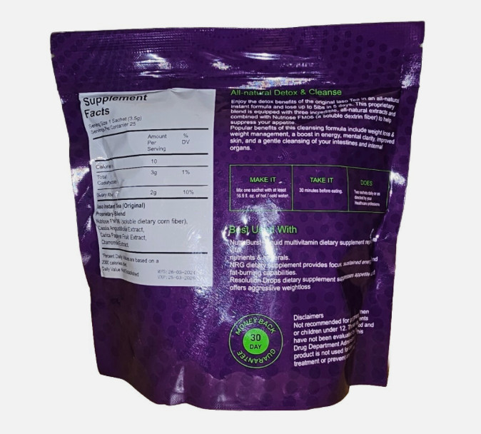 IASO NATURAL DETOX INSTANT HERBAL HEALTHY WEIGHT LOSS TEA - 25 SACHETS