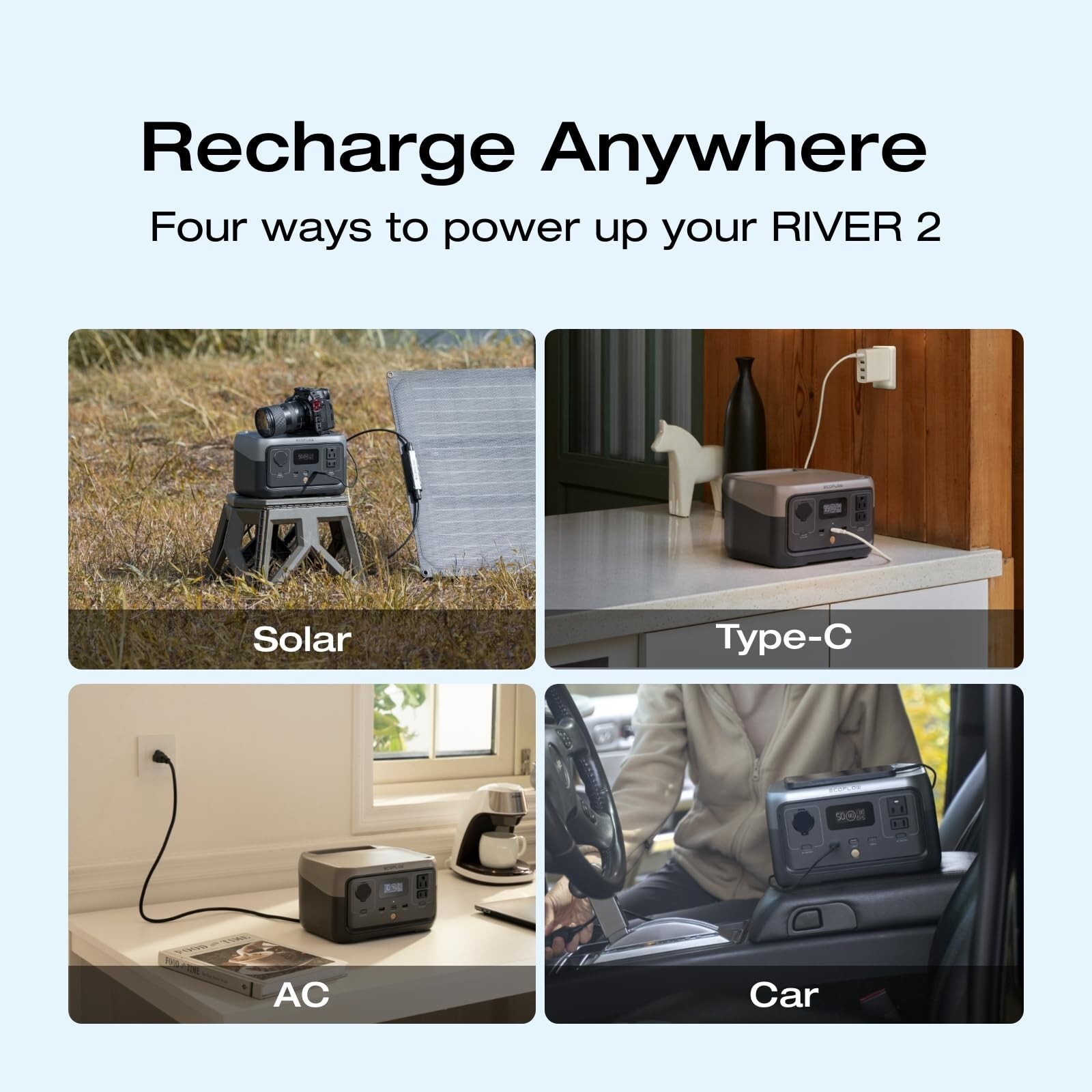 EcoFlow RIVER 2 Portable Power Station 256Wh Generator LFP Certified Refurbished