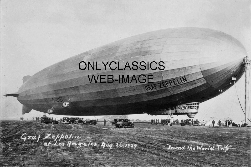 1929 GRAF ZEPPELIN AIRSHIP ROUND THE WORLD FLIGHT 8X12 PHOTO LOS ANGELES CALIF