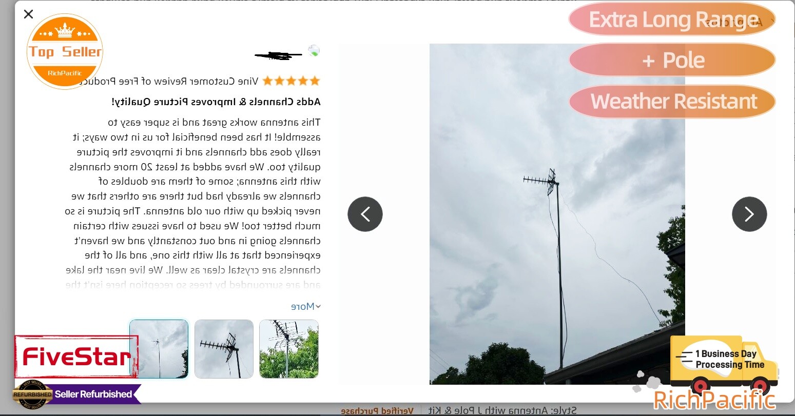 Newly upgraded VHF UHF 4K HDTV Antenna Outdoor 300 Miles Mounting Kit Included