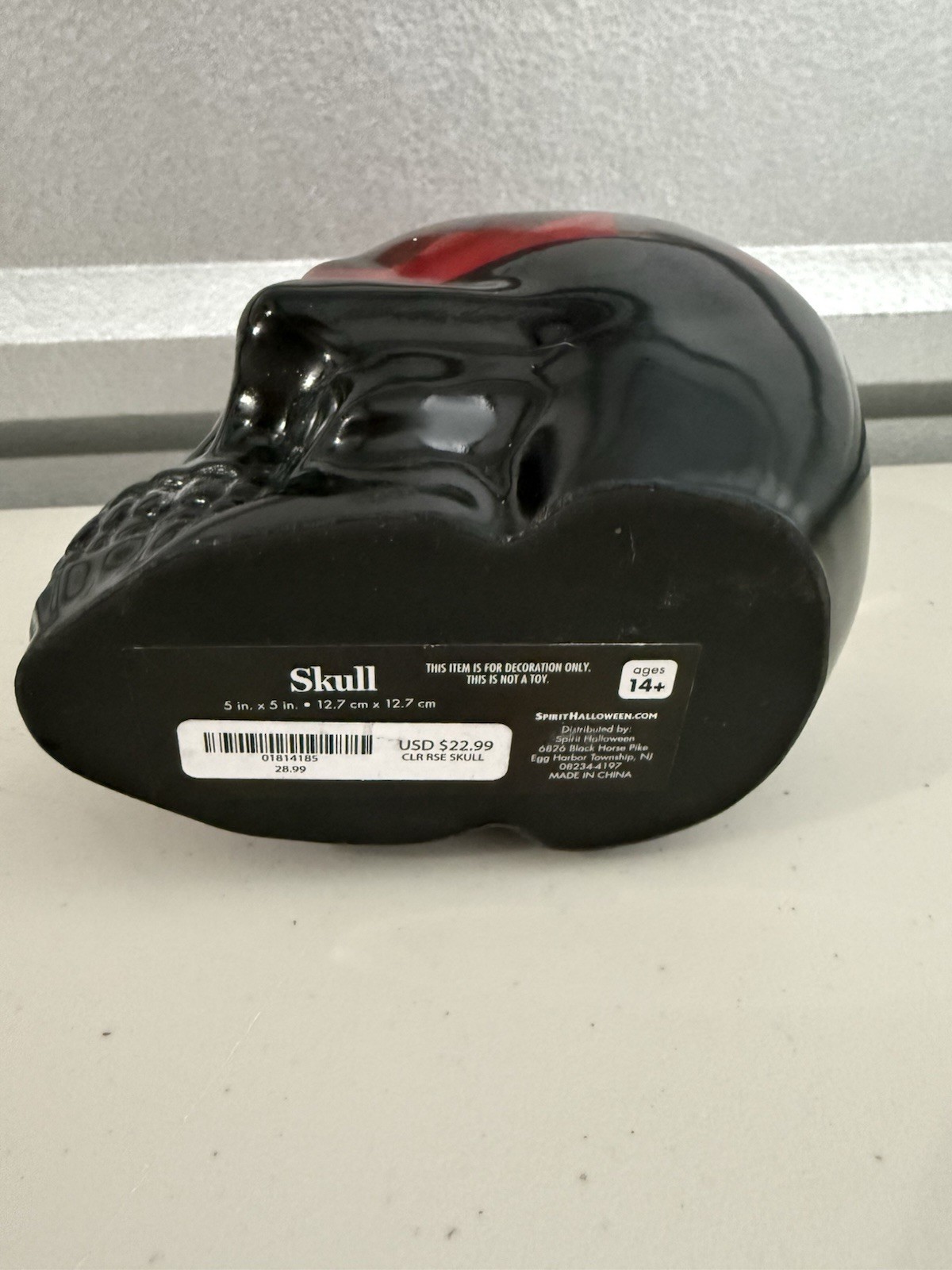 Black Red Crystal Skull Rose Statues Halloween Glass Skull Head 5”