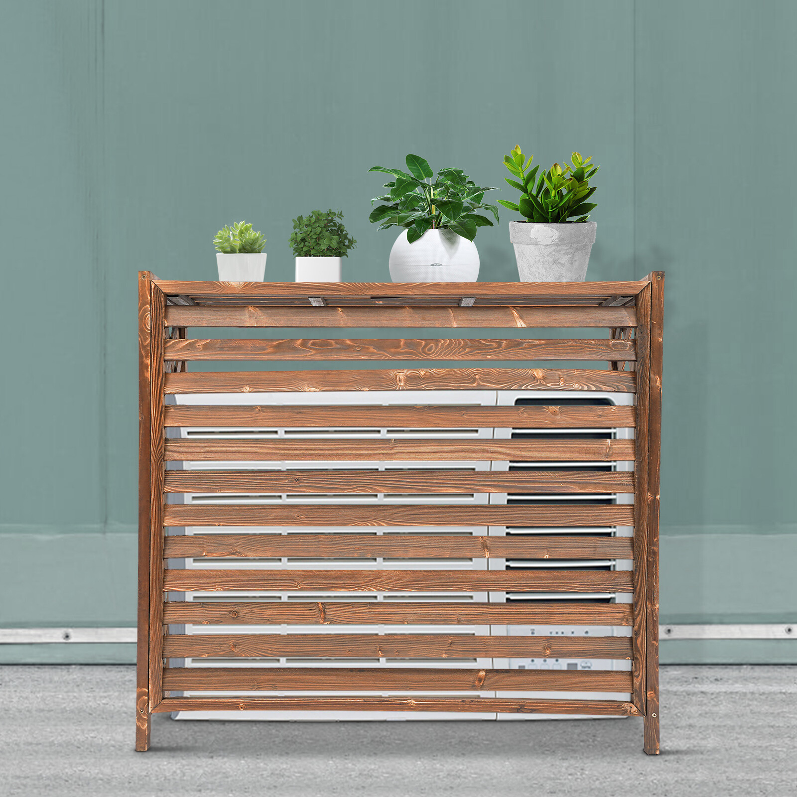 Air Conditioner Fence Screen- Outside Wooden AC Privacy Fence Cover, 39"L x 36"W