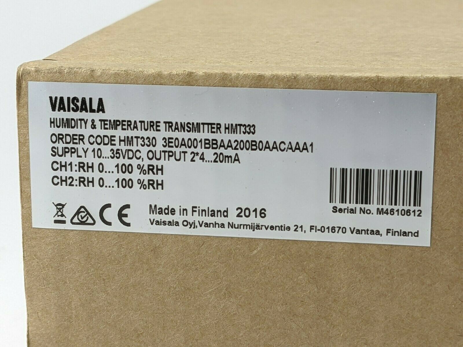 VAISALA HUMIDITY AND TEMPERATURE TRANSMITTER HMT333 HMT330 **NEW**