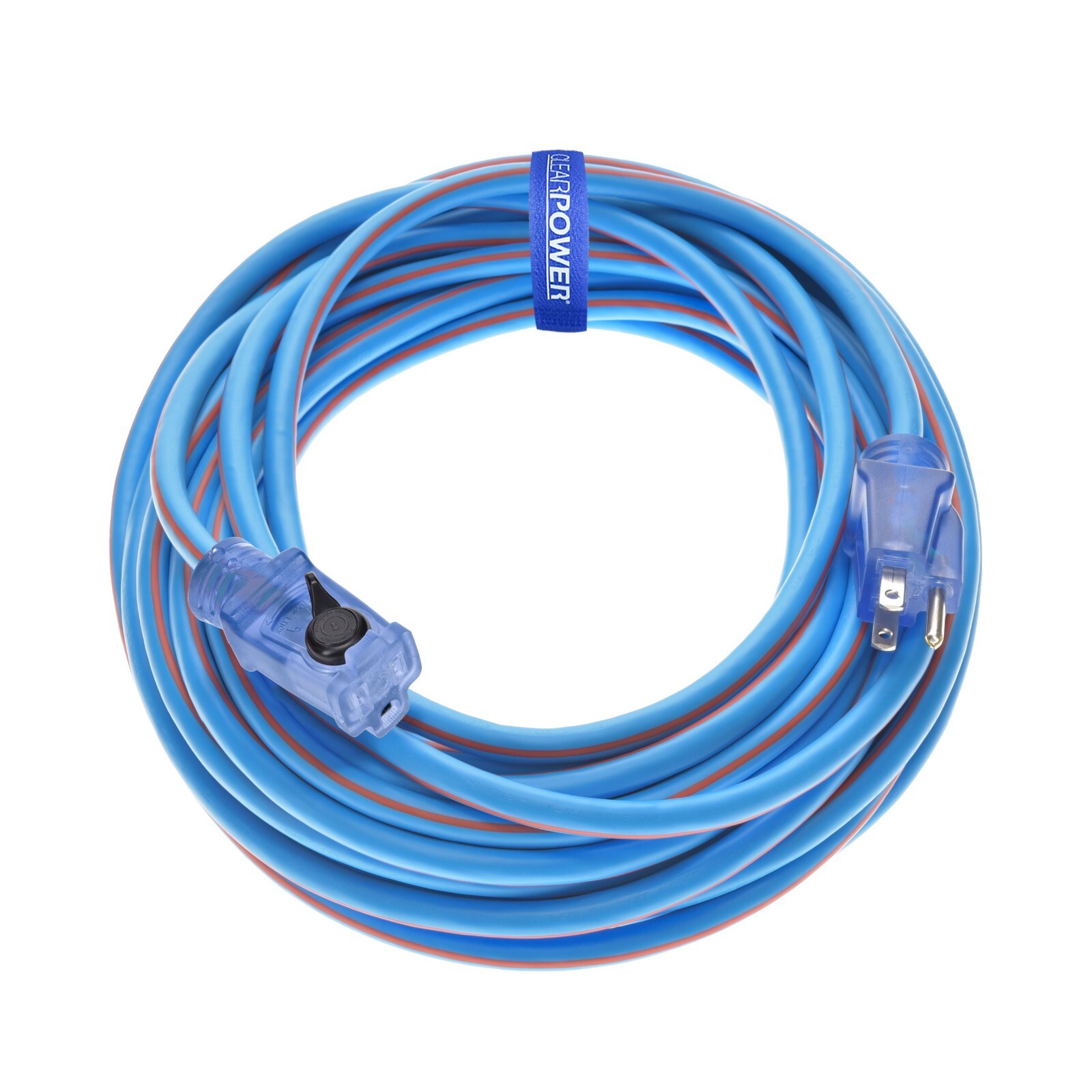 CP 50 ft 14/3 SJEOW TPE Rubber Heavy Duty Extension Cord, Blue & Orange, CP10088