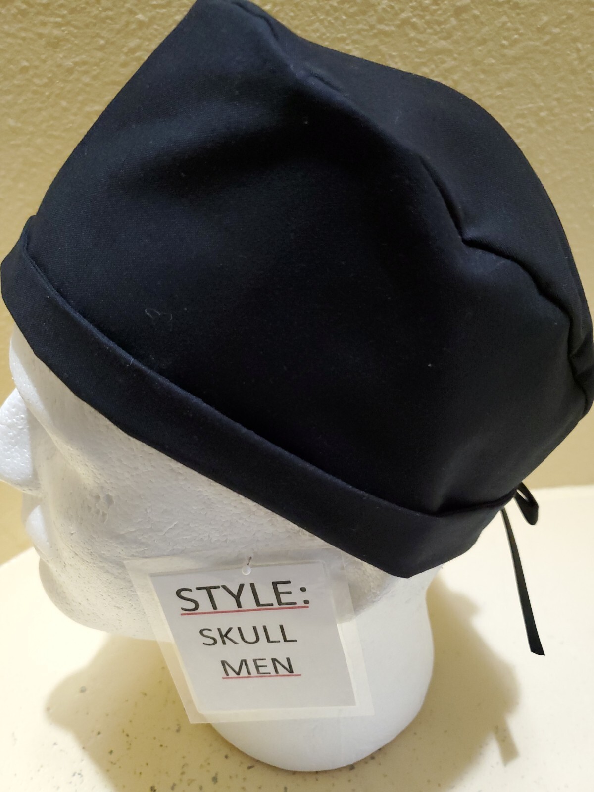 Solid Black Men's Skull/Chemo Surgical Scrub Hat/Cap
