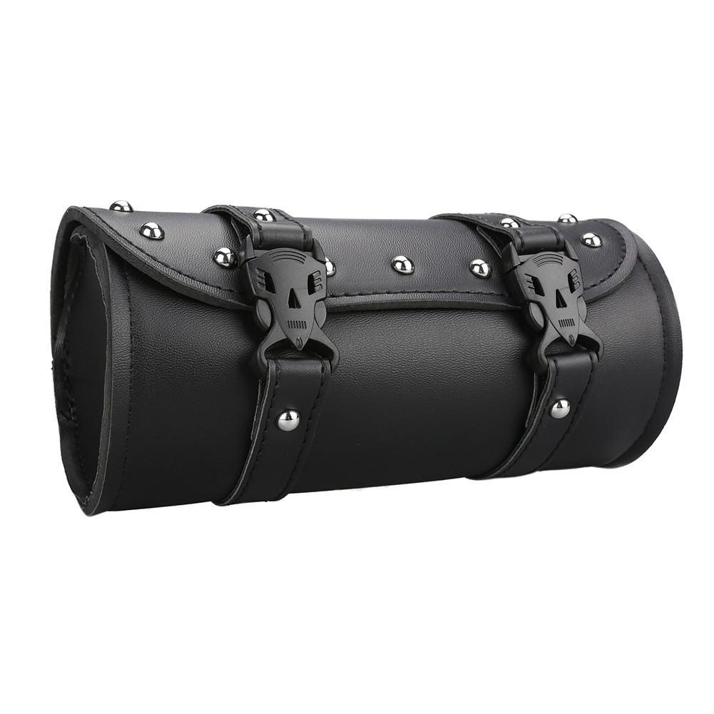 Motorcycle Front Fork Tool Bag Pouch Storage Luggage SaddleBag Leather Handlebar