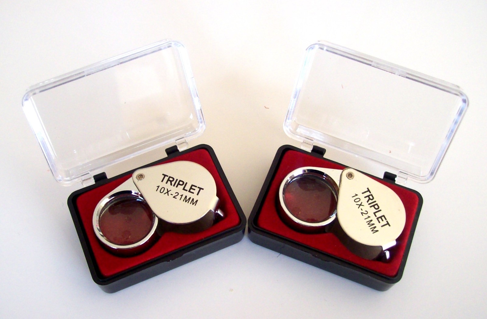 2 CHROME JEWELERS LOUPE 21MM 10X POWER MAGNIFIER TRIPLET MAGNIFYING GLASS JL2130