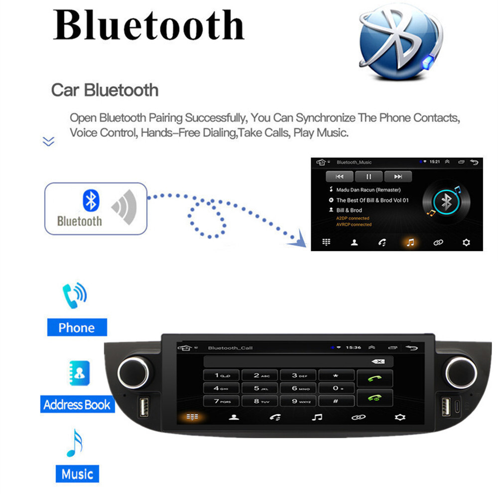 6.86in Touch Screen Car Radio Player USB RDS 4+32G Fit For Fiat 500 2007-2018