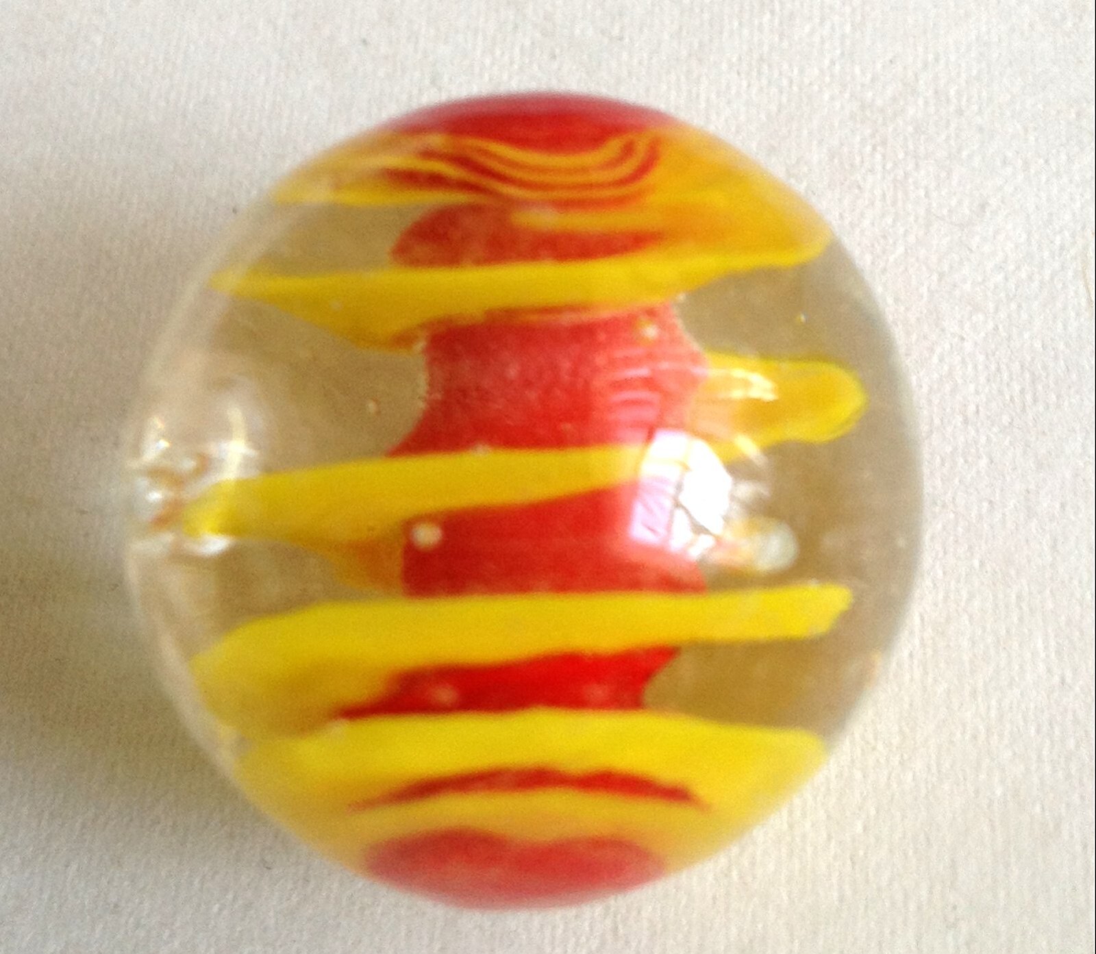 Glass Marbles Game Shooters 1" - 10 pcs Clear w/red & yellow swirl