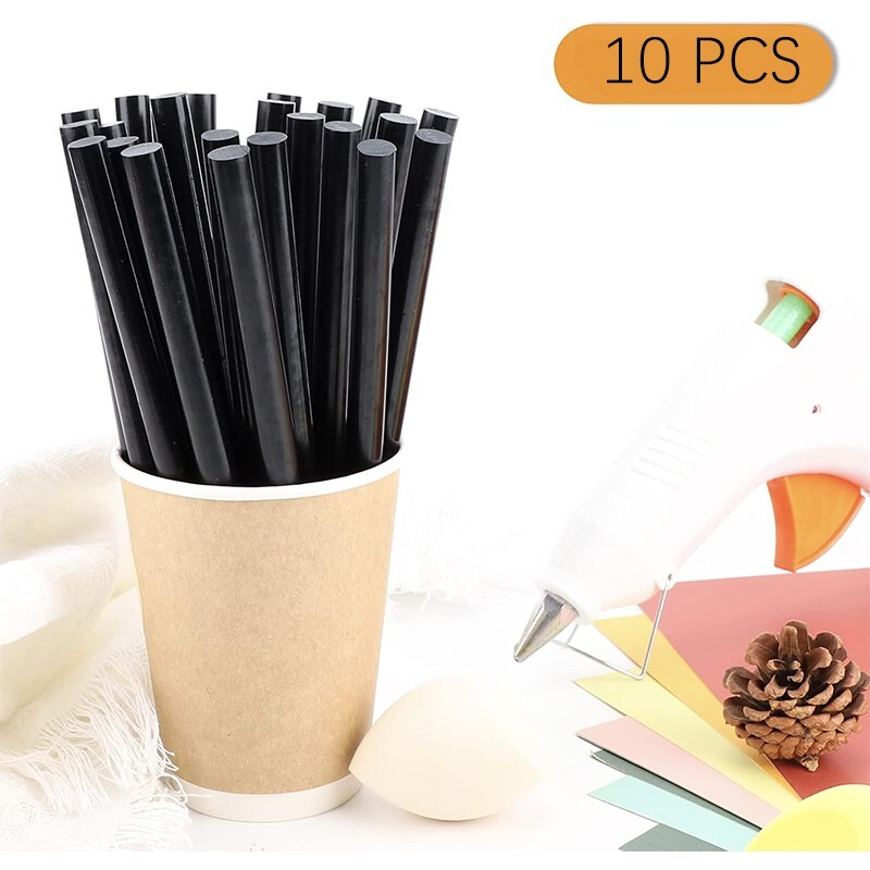 Black High Viscosity Hot Melt Glue Gun Sticks 0.43x10.6''for DIY Arts and Crafts