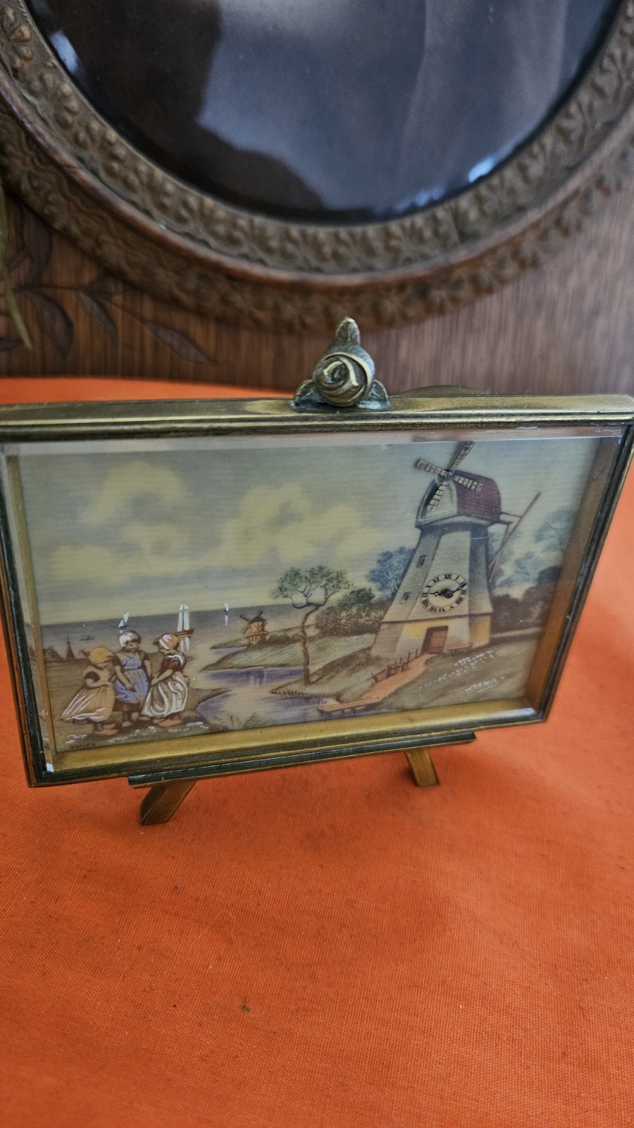 Vintage Mini Art Desk Clock Wind Mill Animated Didisheim Goldschmid Fils Working