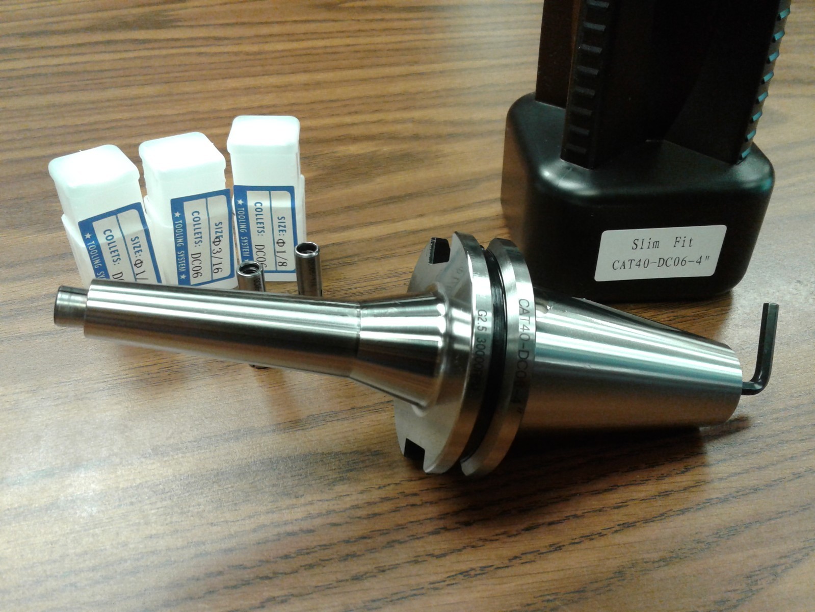 Slim Fit Collet Chuck CAT40-DC06-4" & 3 Collets 1/8",3/16",1/4" #CAT40-DC06-4new