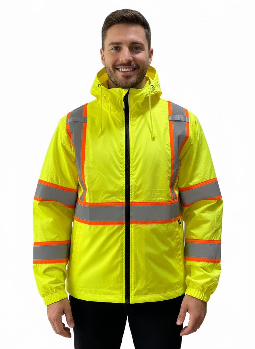 Yellow 2 Tones  High Visibility Safety Windbreaker  Class 3  ANSI/ ISEA 107-2020