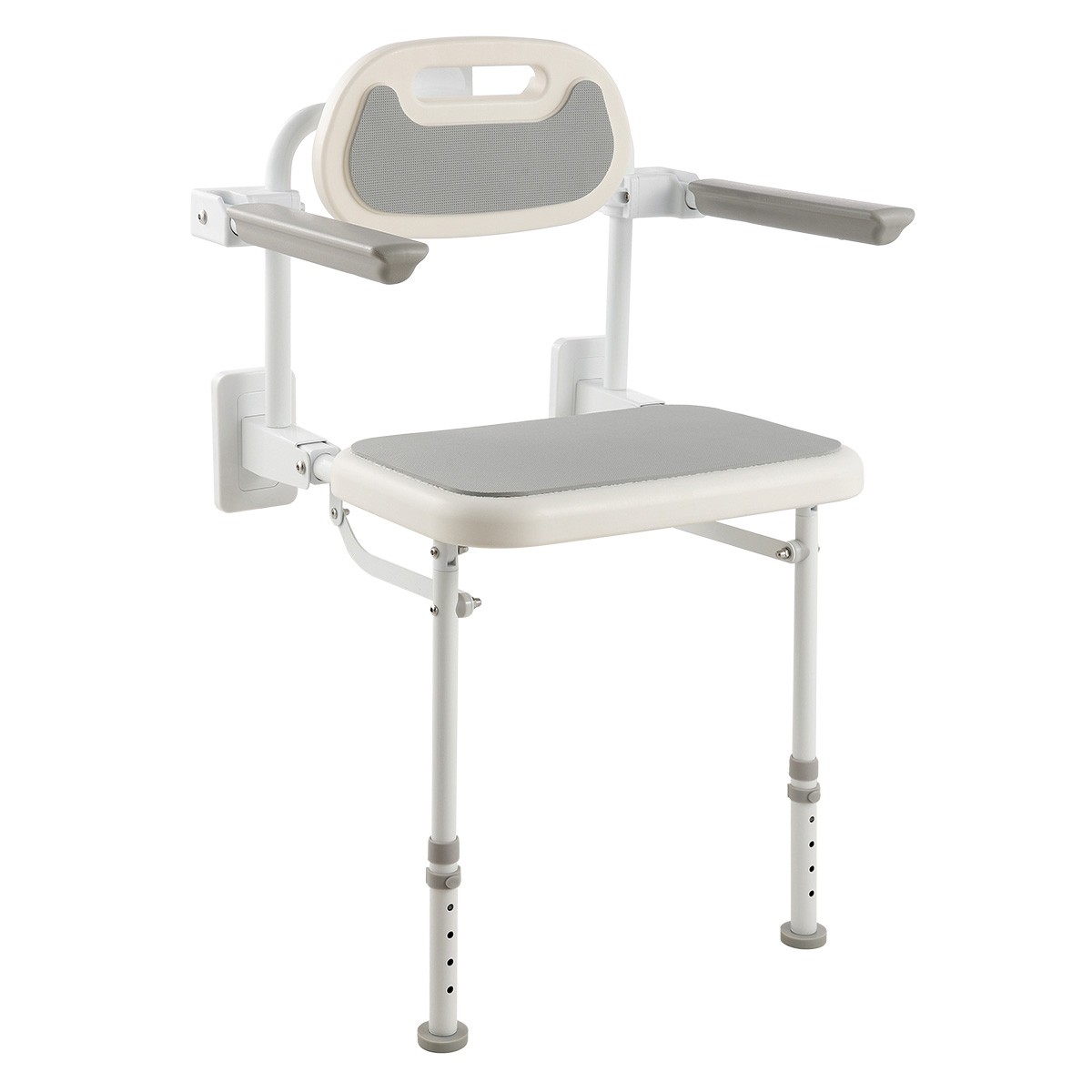 Uimoso Foldable Shower Chair Wall Mounted Shower Seat with Backrest & Armrest