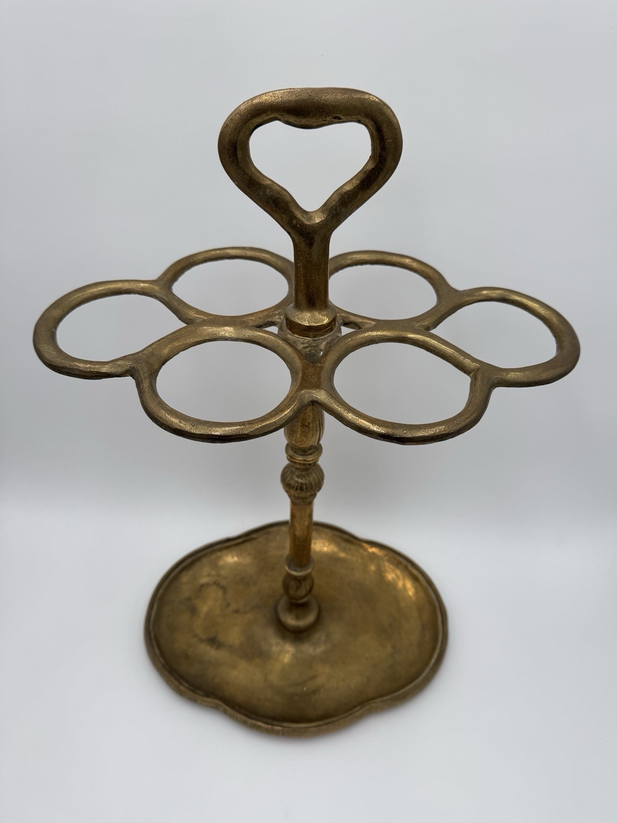 Mid Century Modern Umbrella & Cane Holder Cast Gold Tone Brass Slotted