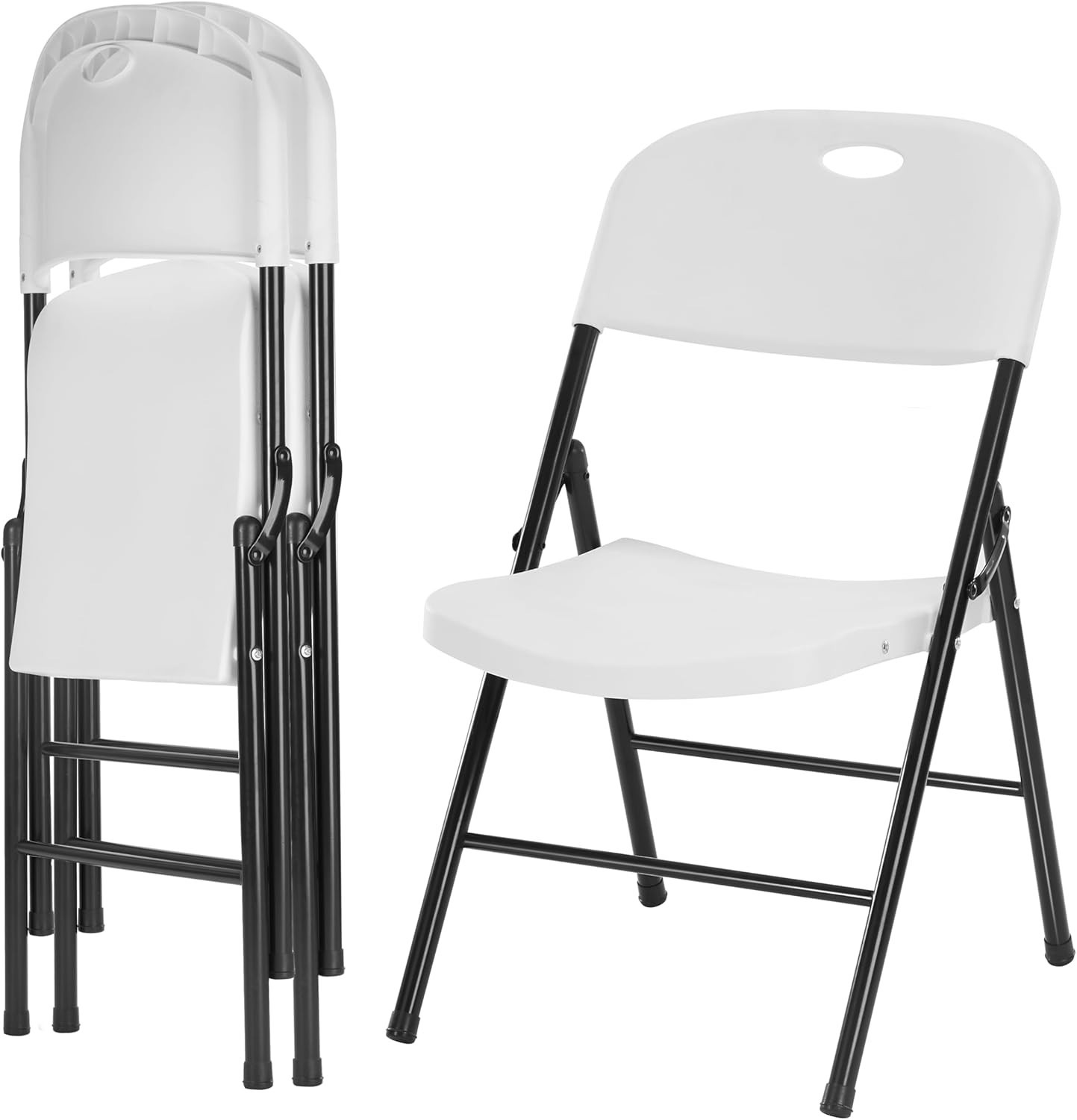 4-Pack Heavy Duty Plastic Folding Chair, 450 lbs Capacity Foldable Chairs