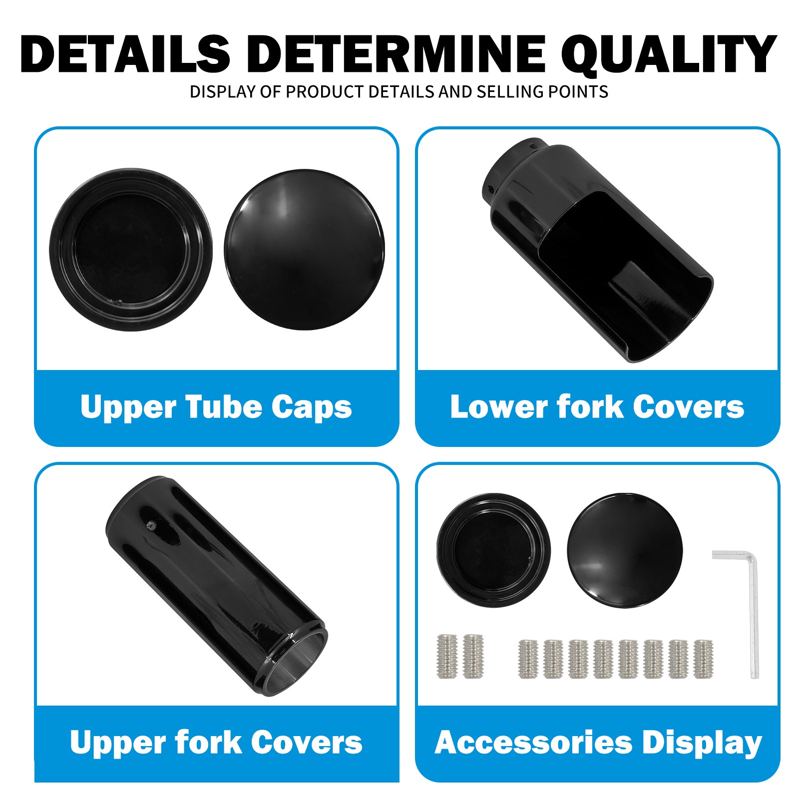 Gloss Front Fork Upper Lower Covers Cap For Harley Softail Street Bob FXBB 18-24