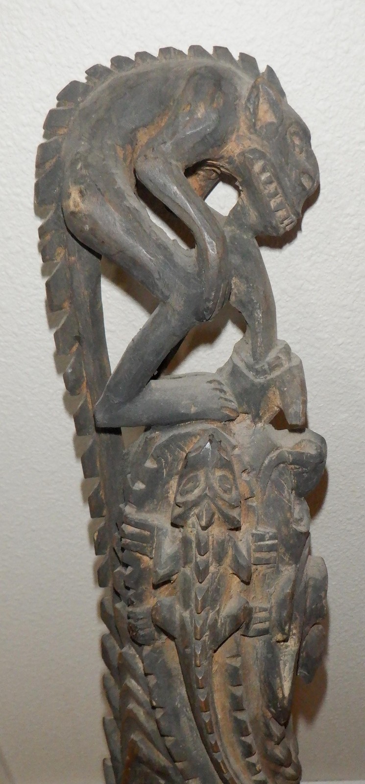 Moramba Village Papua New Guinea Wooden Crocodile Flute, 26" tall