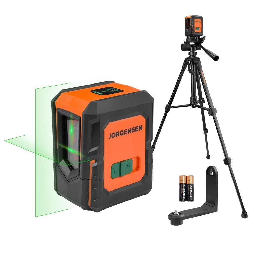 JORGENSEN 100FT Laser Level w/Tripod Dual Modules Self Leveling Cross Line Laser