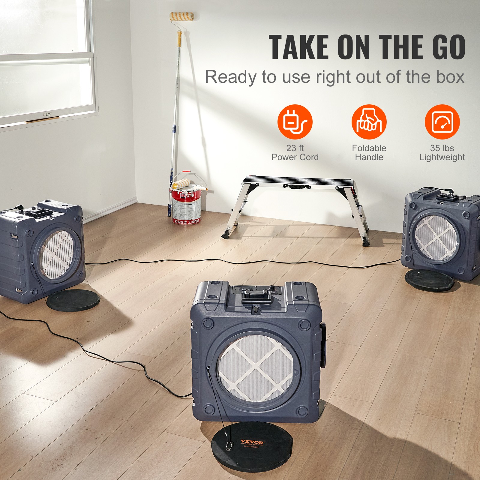 VEVOR Air Scrubber with 3-Stage Filtration Stackable Negative Air Machine 550CFM