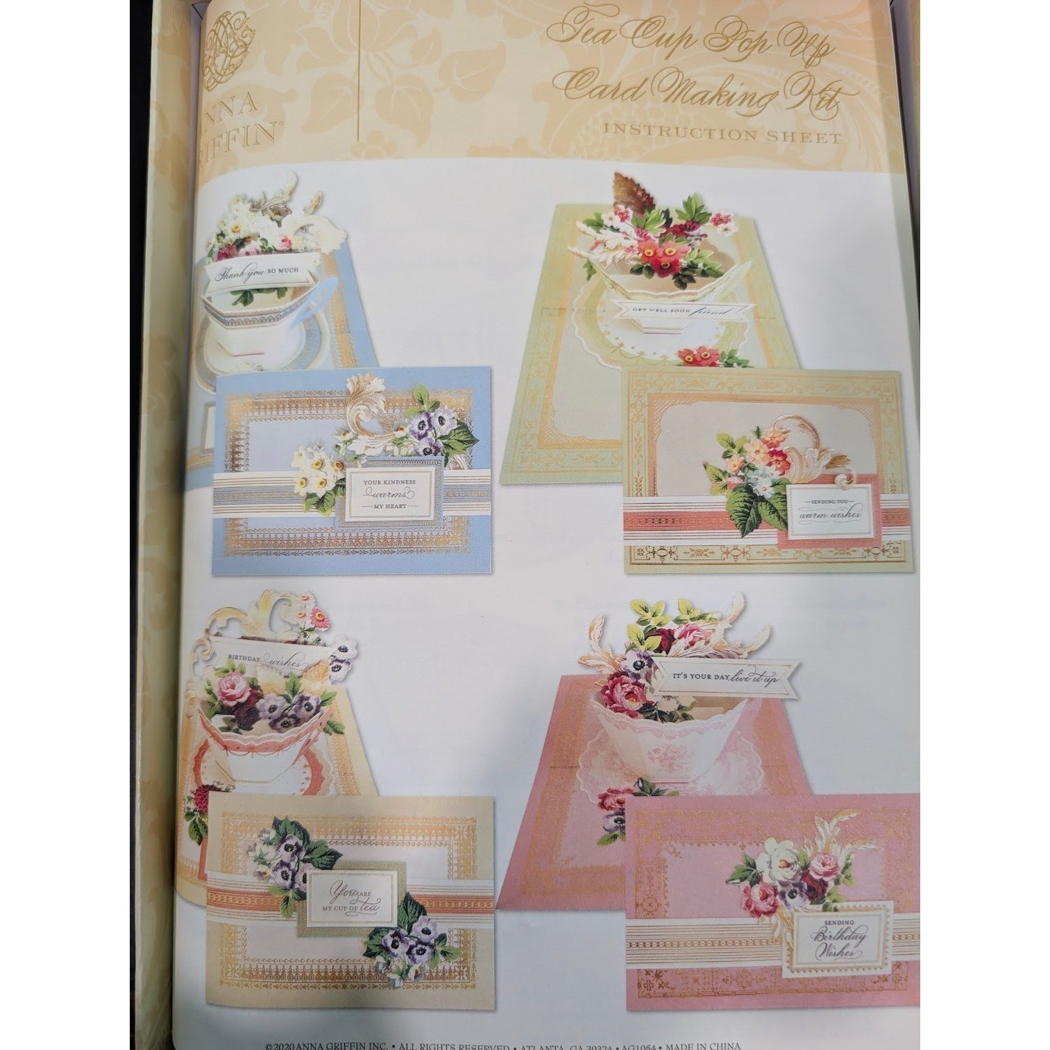 Anna Griffin TEA CUP Pop Up Card Making Kit - Makes 20 Cards *NEW* (#0295-0296)