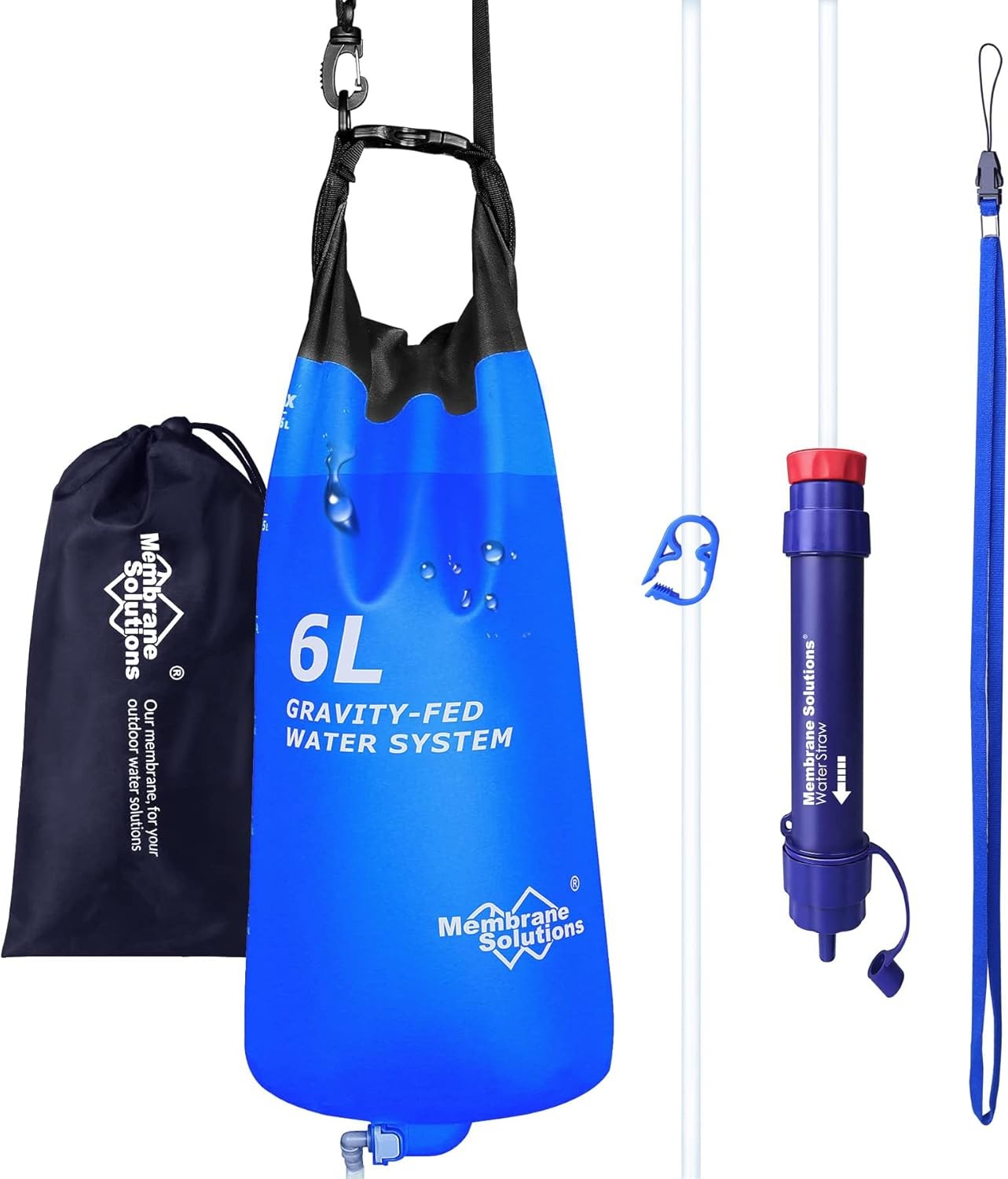 Gravity Water Filtration System,6L|Personal Water Filter Straw|Camping,Emergency
